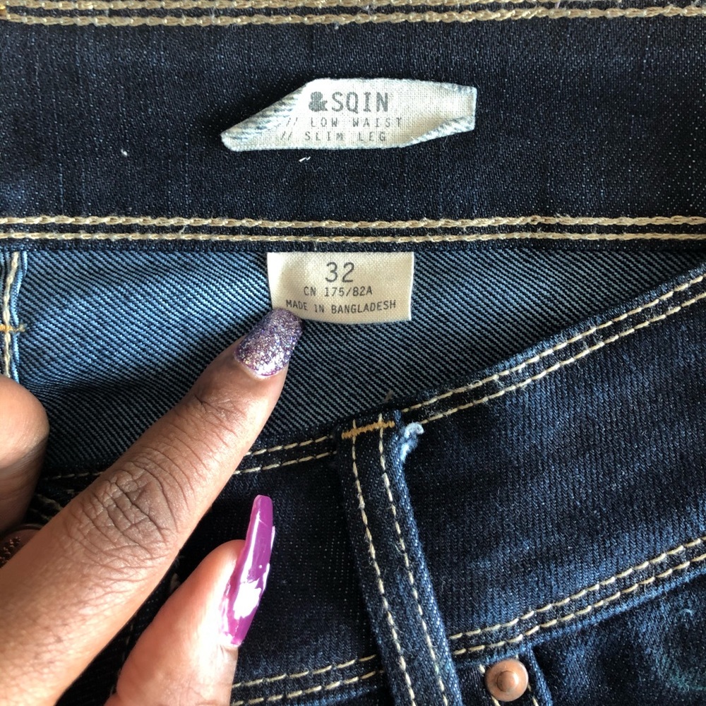 New! SQIN Low Waist Slim Leg Dark Denim H&M Jeans